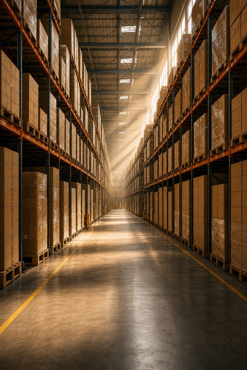 Cargo being prepared at a logistics warehouse