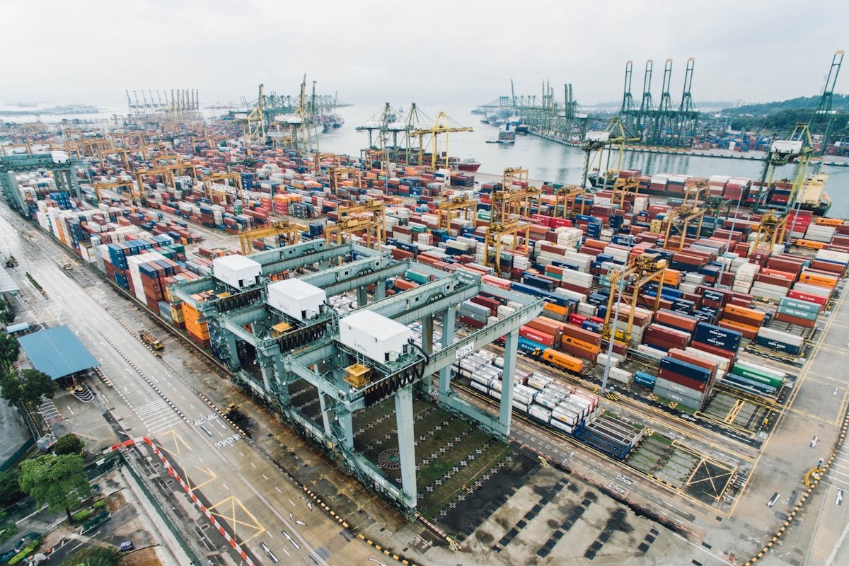 Sea freight container ship at port